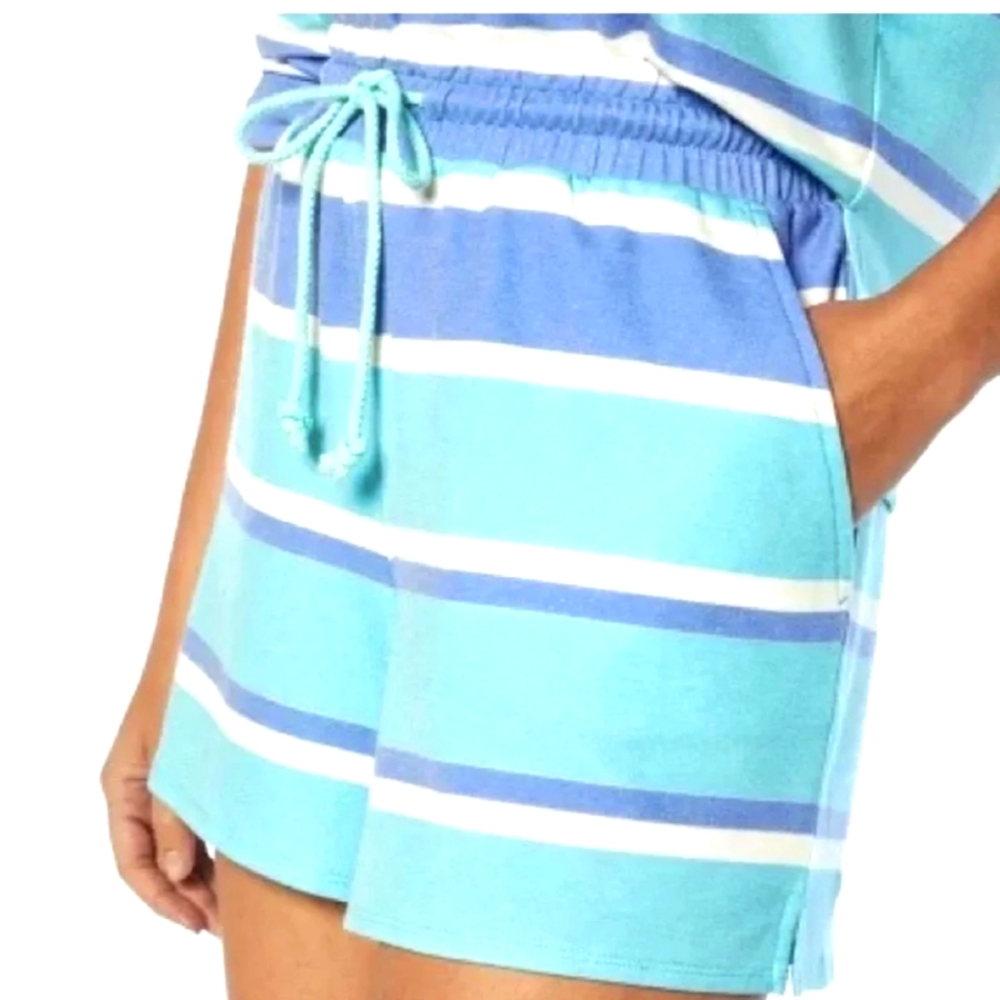 ❤️‍🔥Wildfox Women's Striped Cotton Lounge Teal Green Blue Shorts